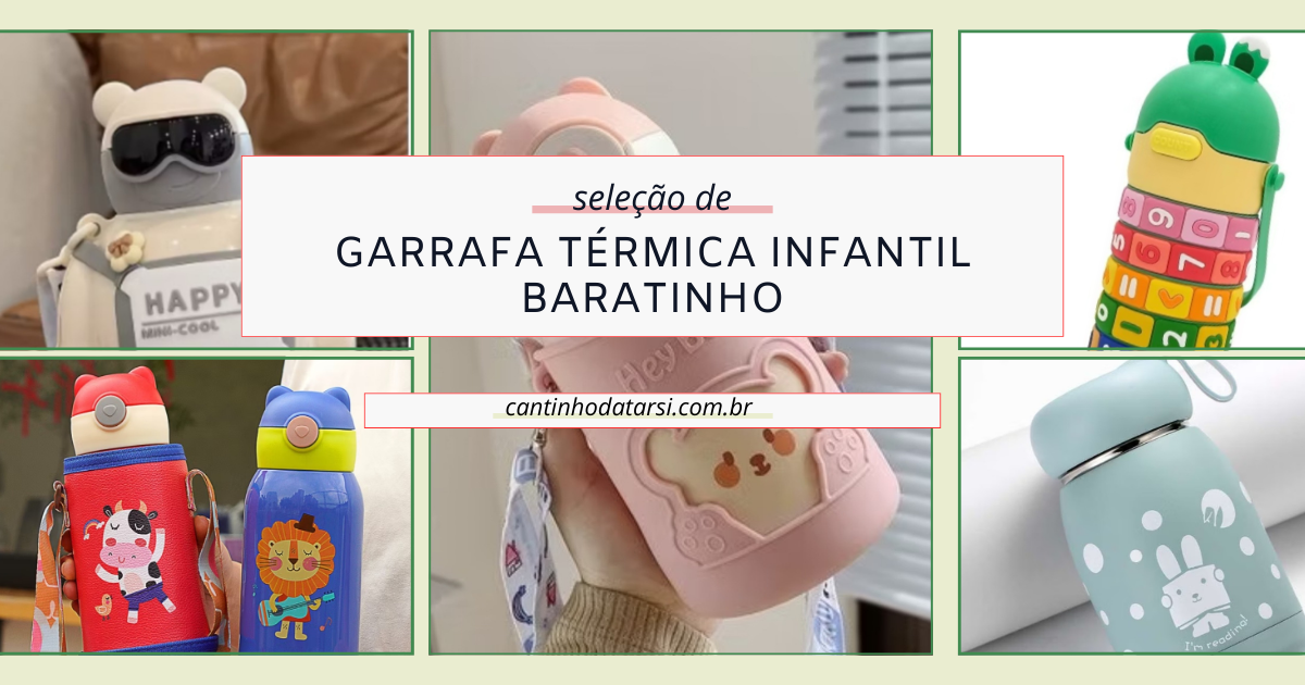 Volta às Aulas com hidratação! Garrafa Térmica Infantil Divertida e Baratinha